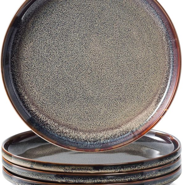 Ceramic dinner plates set of 4, Large Dinnerware Plates & Salad plates for party and wedding, Microwave safe porcelain plates set, 10 Inch